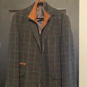 Green Plaid and Suede Winter Jacket